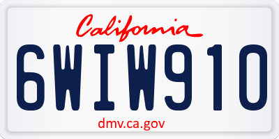 CA license plate 6WIW910