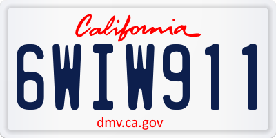 CA license plate 6WIW911