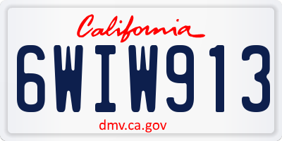 CA license plate 6WIW913