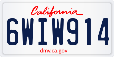 CA license plate 6WIW914