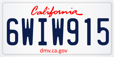 CA license plate 6WIW915