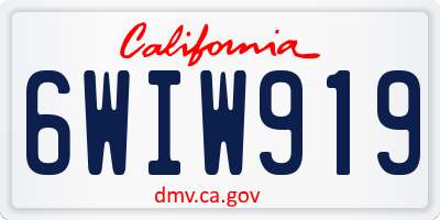 CA license plate 6WIW919