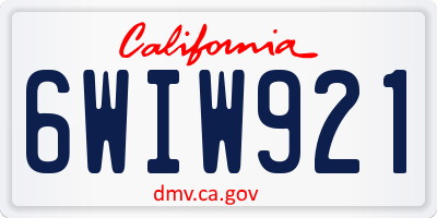 CA license plate 6WIW921