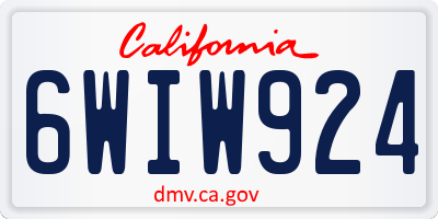 CA license plate 6WIW924