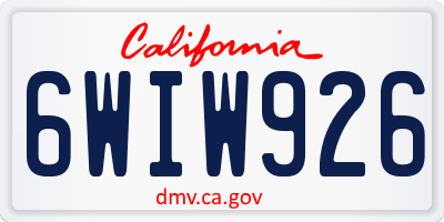 CA license plate 6WIW926