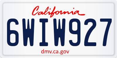 CA license plate 6WIW927