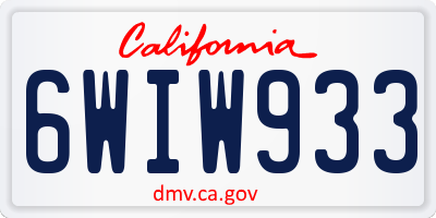 CA license plate 6WIW933