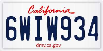 CA license plate 6WIW934