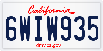 CA license plate 6WIW935