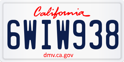 CA license plate 6WIW938