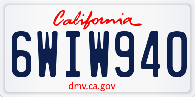CA license plate 6WIW940