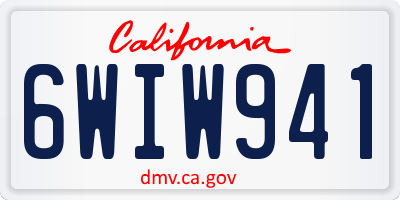 CA license plate 6WIW941