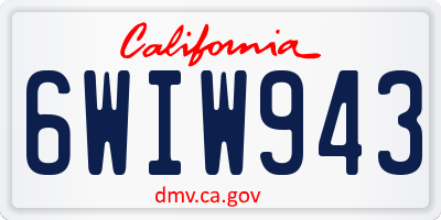 CA license plate 6WIW943