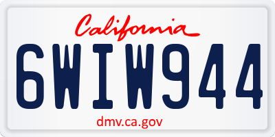 CA license plate 6WIW944