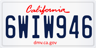 CA license plate 6WIW946