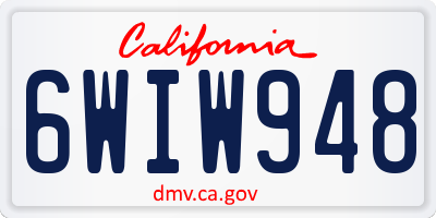 CA license plate 6WIW948
