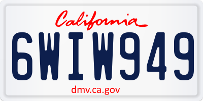 CA license plate 6WIW949