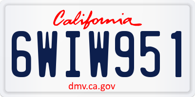 CA license plate 6WIW951
