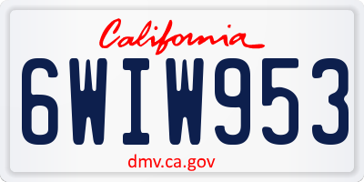 CA license plate 6WIW953