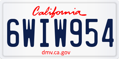 CA license plate 6WIW954