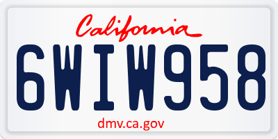 CA license plate 6WIW958