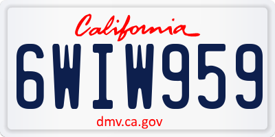 CA license plate 6WIW959