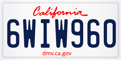 CA license plate 6WIW960