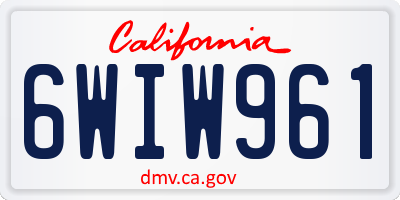 CA license plate 6WIW961