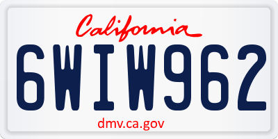 CA license plate 6WIW962