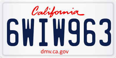 CA license plate 6WIW963