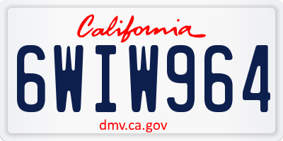 CA license plate 6WIW964