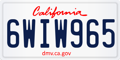 CA license plate 6WIW965
