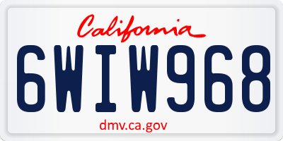 CA license plate 6WIW968