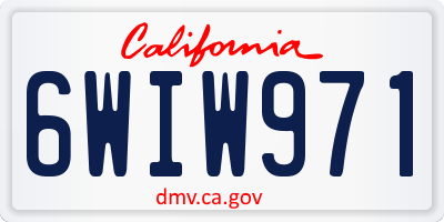 CA license plate 6WIW971