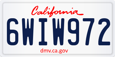 CA license plate 6WIW972