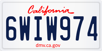 CA license plate 6WIW974