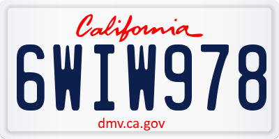 CA license plate 6WIW978