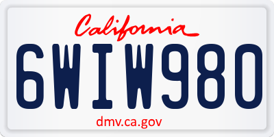 CA license plate 6WIW980