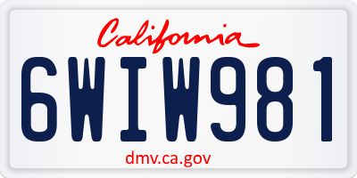 CA license plate 6WIW981