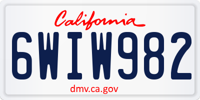 CA license plate 6WIW982