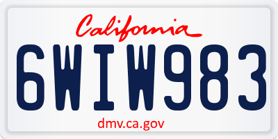 CA license plate 6WIW983