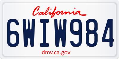 CA license plate 6WIW984