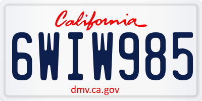 CA license plate 6WIW985
