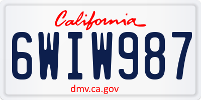 CA license plate 6WIW987