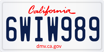 CA license plate 6WIW989