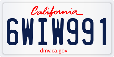 CA license plate 6WIW991