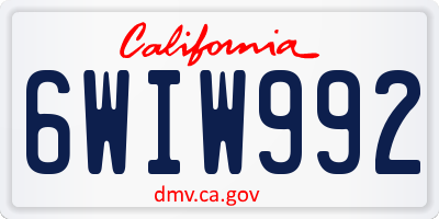 CA license plate 6WIW992