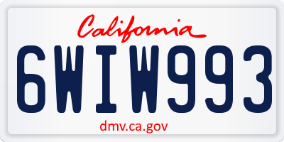CA license plate 6WIW993