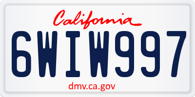 CA license plate 6WIW997