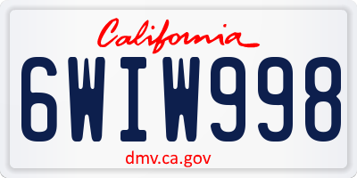 CA license plate 6WIW998